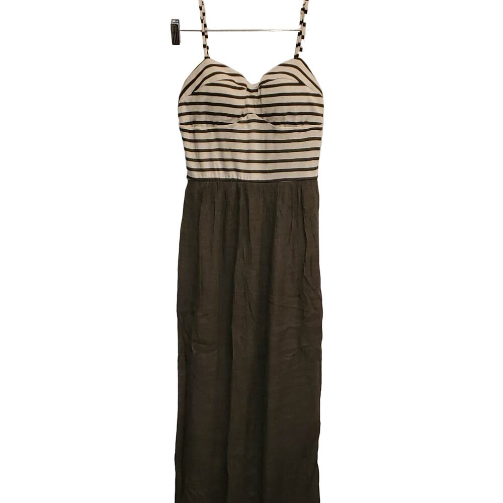 As You Wish Stripe Army Green Maxi Sundress Medium